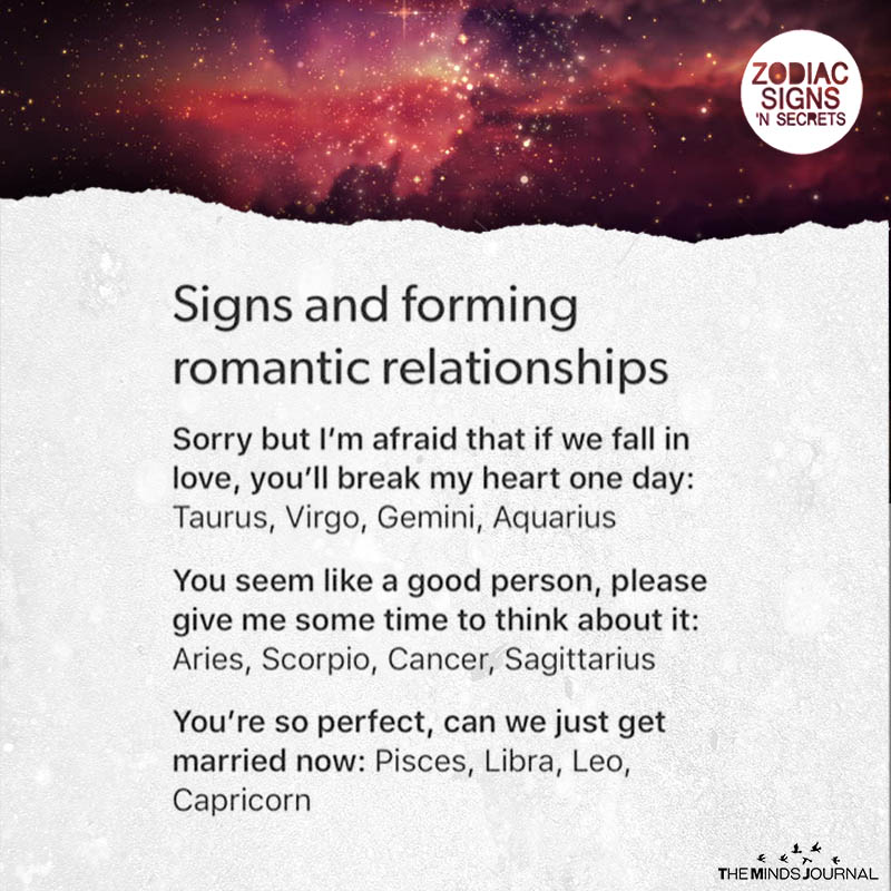 Signs And Forming Romantic Relationships