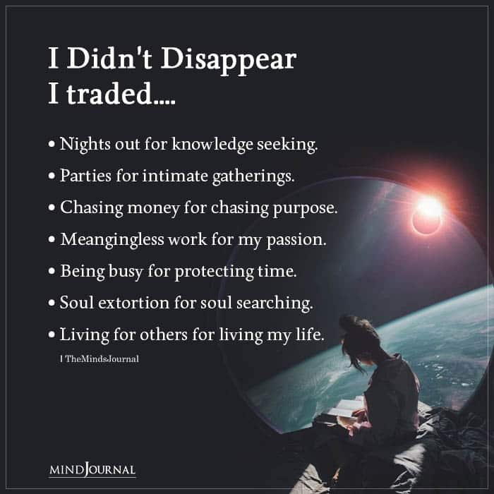 I Didn’t Disappear, I Traded