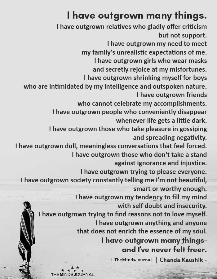 I Have Outgrown Many Things