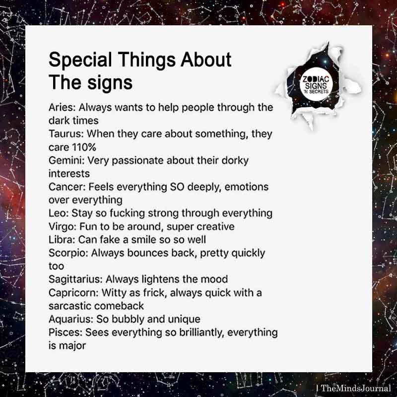Special Things About The Signs