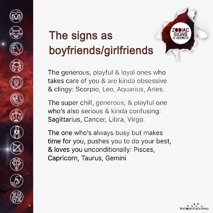 The Signs As Boyfriends/Girlfriends