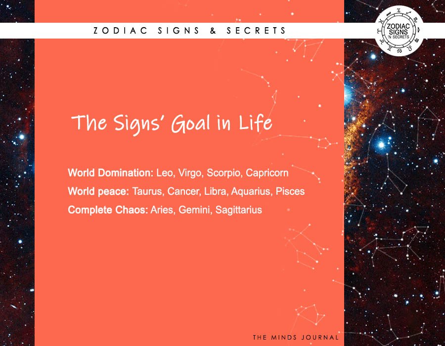 The Signs’ Goal In Life