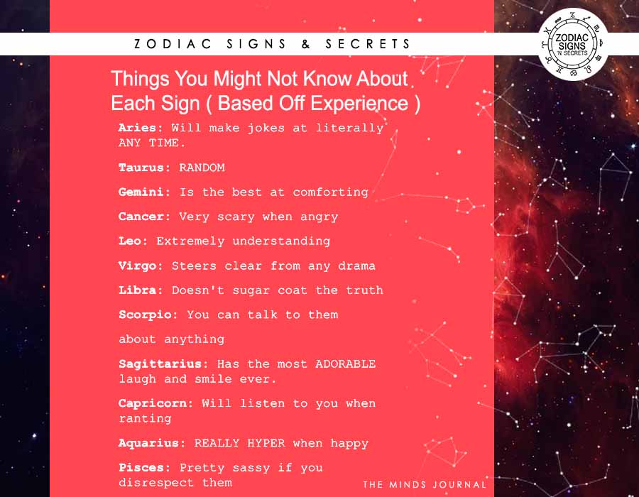Things You Might Not Know About Each Sign(Based Off Experience)