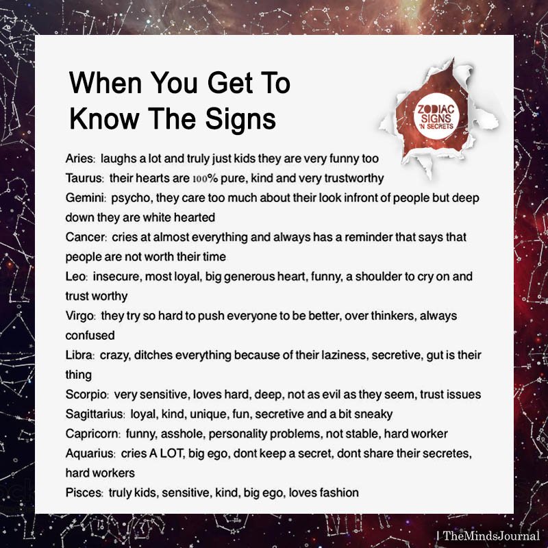 When You Get To Know The Signs