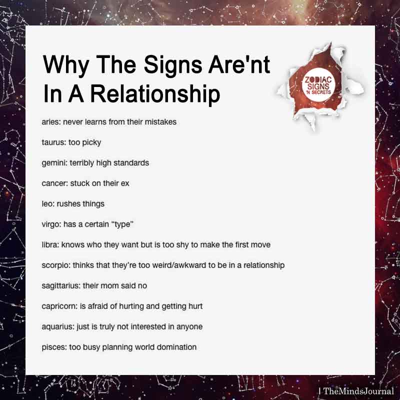 Why The Signs Aren’t in A Relationship