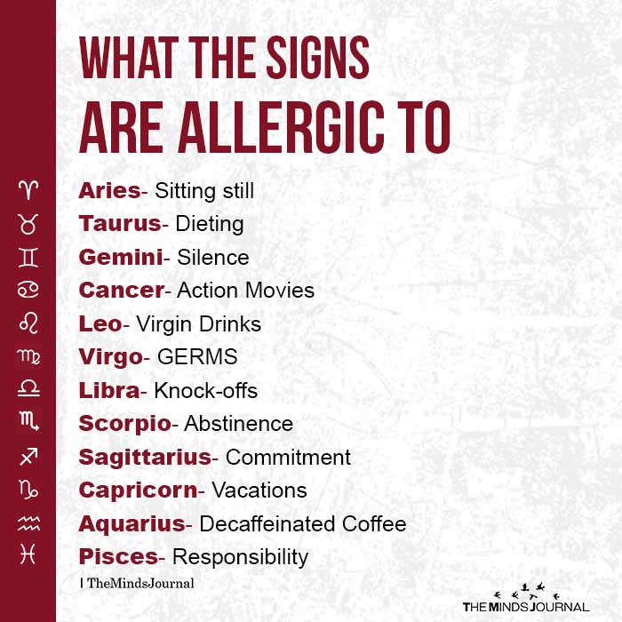 WHAT THE SIGNS ARE ALLERGIC TO