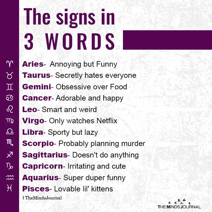 The Signs In 3 Words