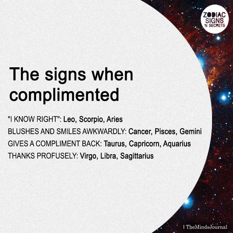 The Signs When Complimented