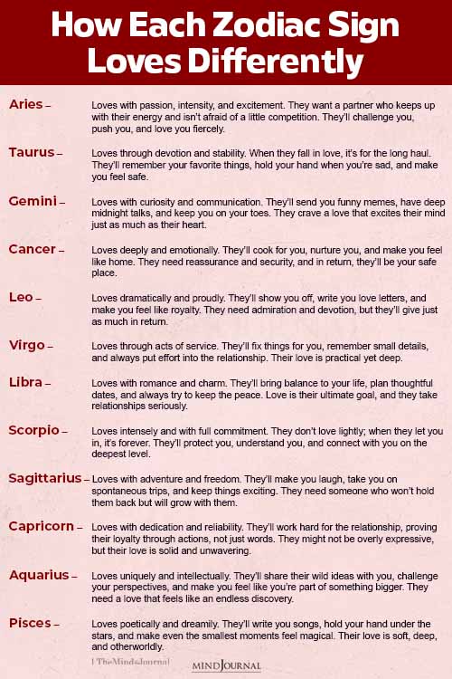 How Each Zodiac Sign Loves Differently
