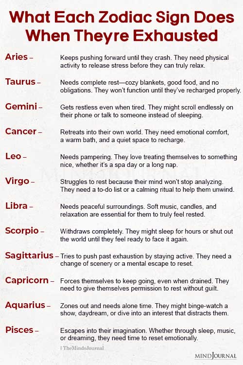 What Each Zodiac Sign Does When They Are Exhausted