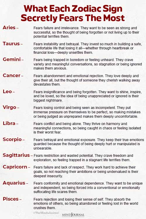 What Each Zodiac Sign Secretly Fears The Most